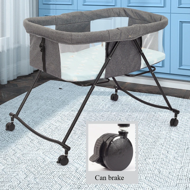 Cuna de viaje plegable con mosquitera y ruedas para bebé - imagen 5