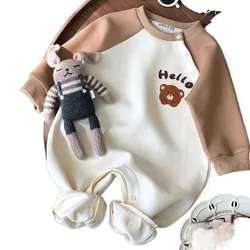 Pelele unisex de cuello redondo con oso para primavera y otoño