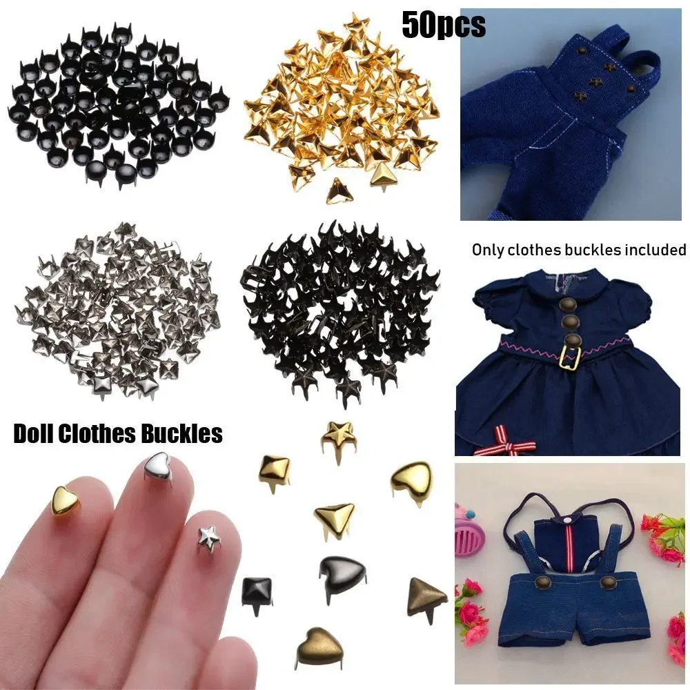 Hebillas de metal para zapatos de muñeca – mini estrella y corazón - imagen 5