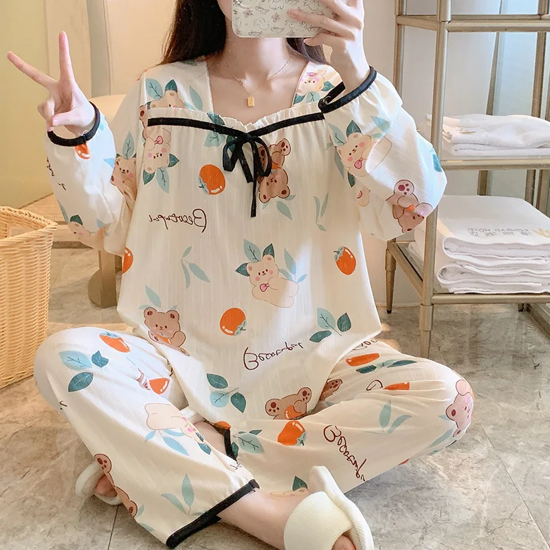 Pijamas de lactancia de manga larga para primavera y verano - imagen 3