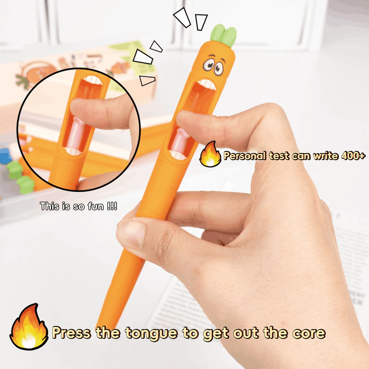 Bolígrafo Kawaii de Zanahoria 0,5mm Neutral – Ideal para Niños - imagen 5