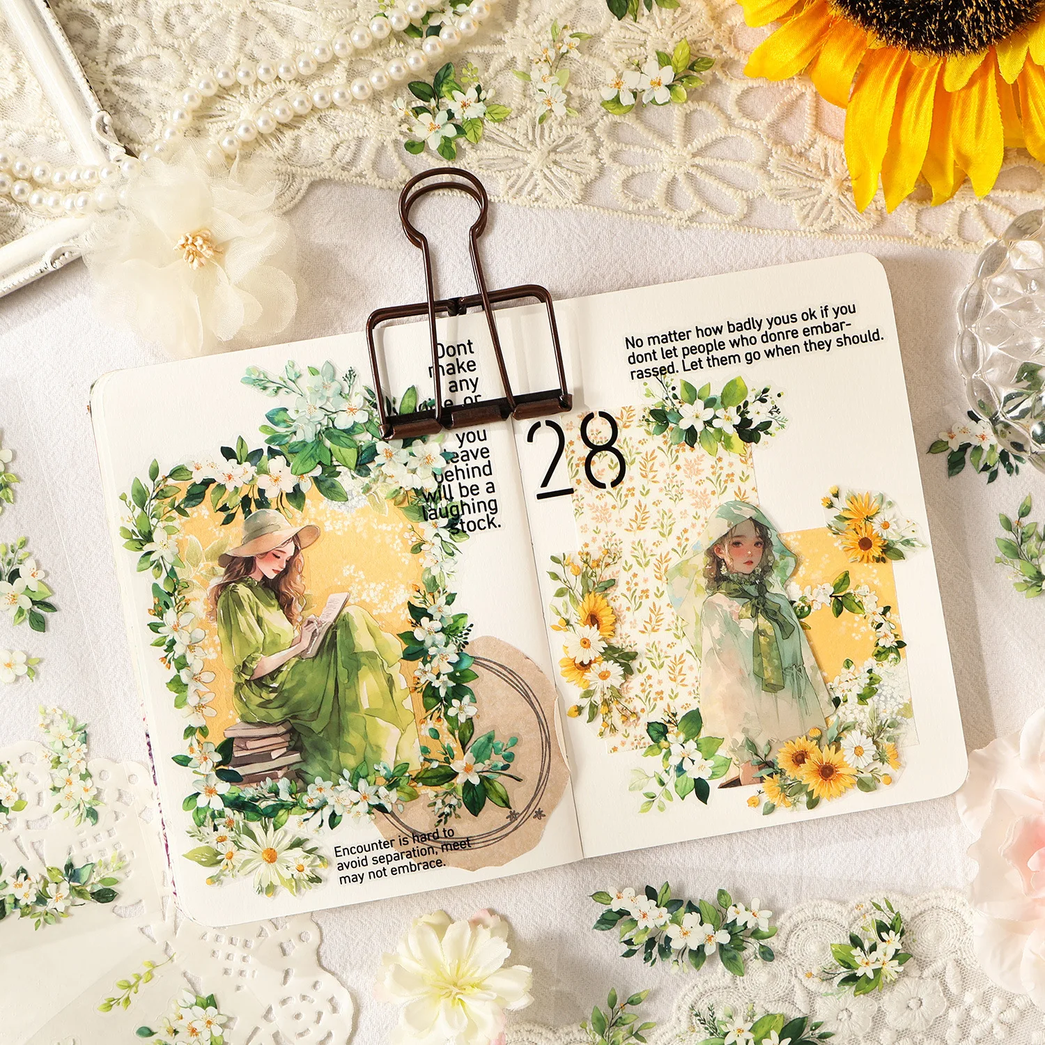 Pegatinas florales PET estilo INS para cuadernos y scrapbooking - imagen 5