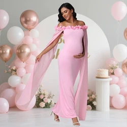 Vestido de maternidad floral con hombros descubiertos maxi