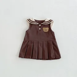Vestido de verano sin mangas tipo marinero para niña pequeña