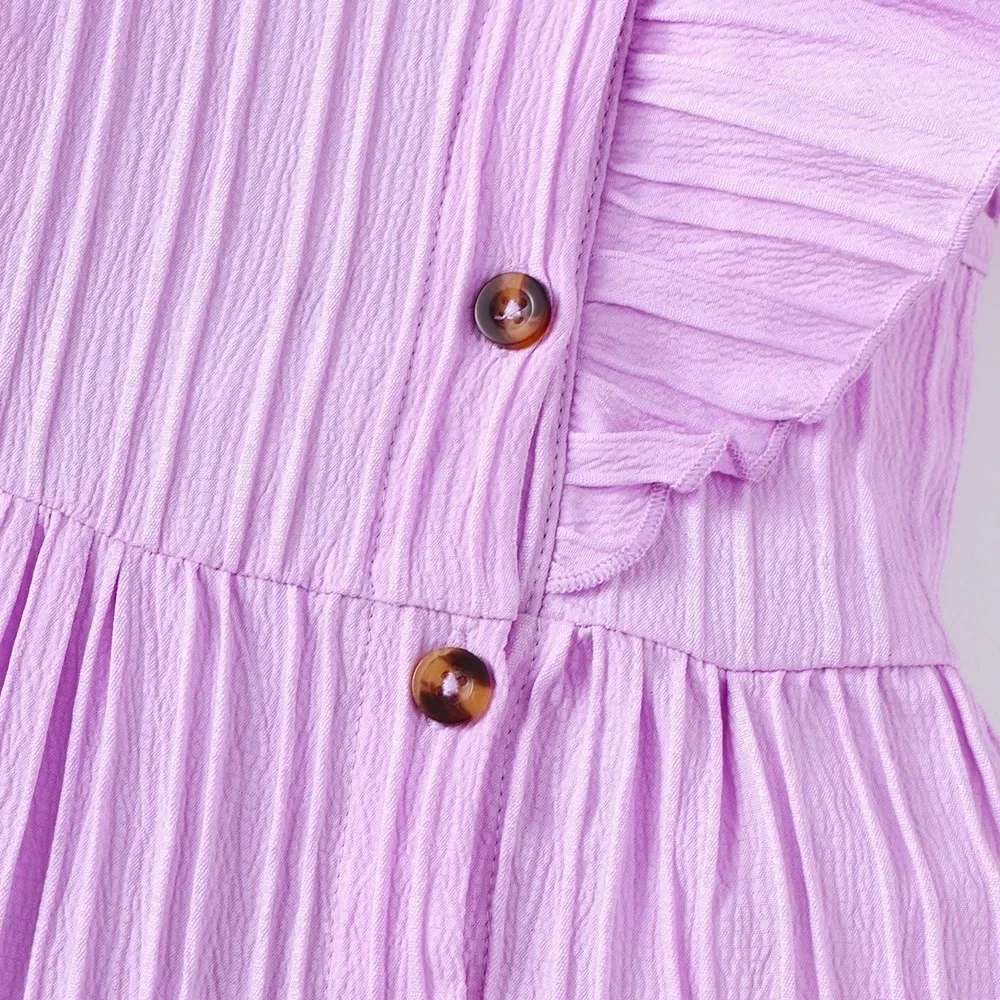 Vestido bebé ligero algodón mangas volantes botones – Verano cómodo - imagen 2