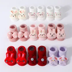 Calcetines de bebé suaves con dibujos 3D y lazo floral