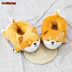 Pantuflas Shiba Inu de algodón felpa para parejas – Diseño divertido