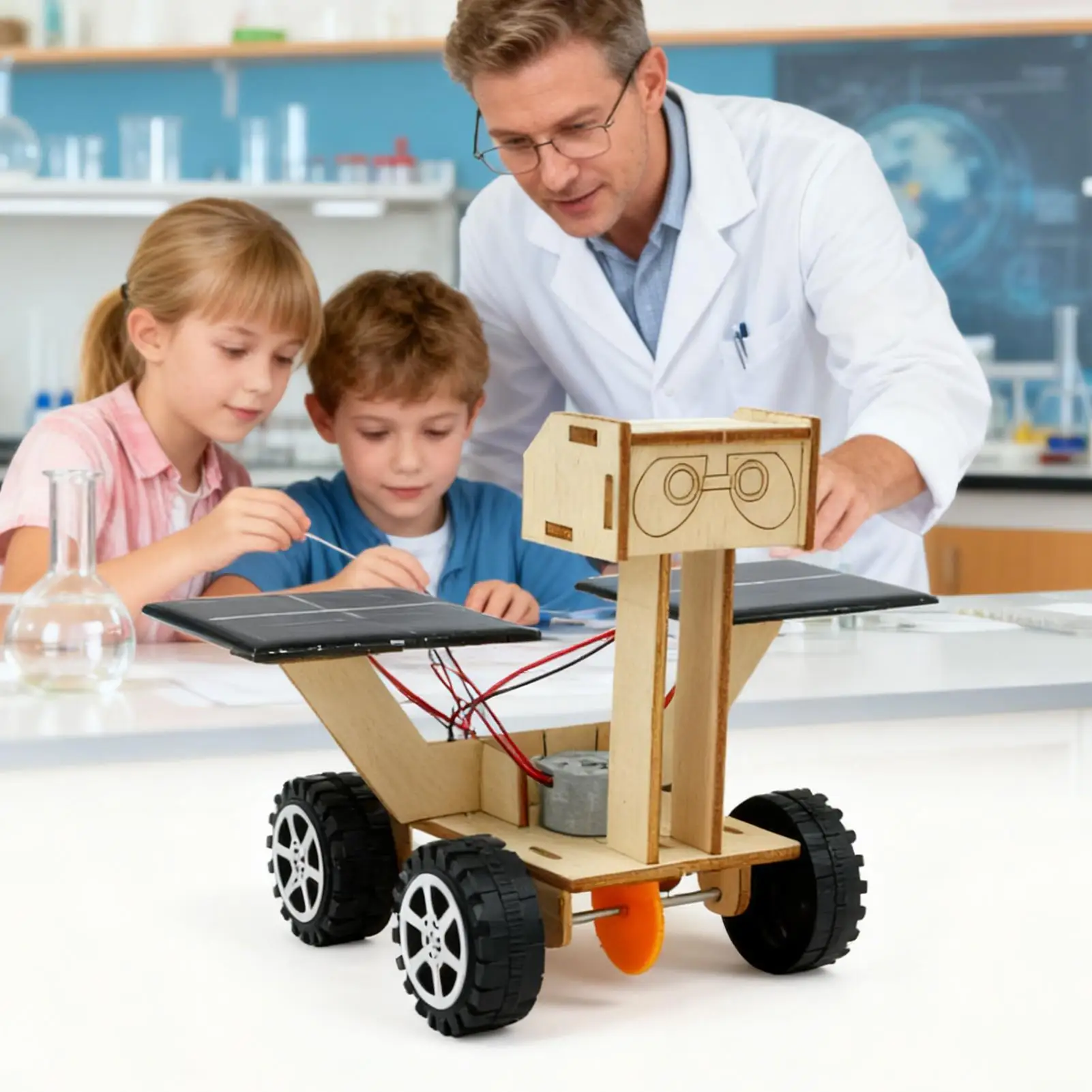 Kit de construcción coches STEM con energía solar para niños