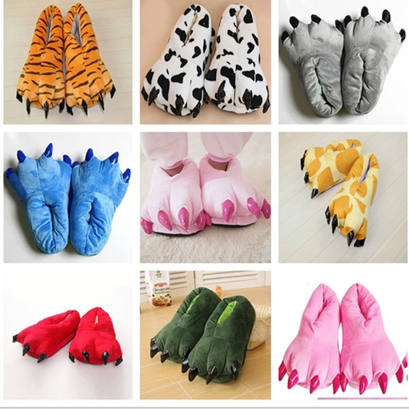 Zapatillas de casa de felpa cálidas con garra de dinosaurio - imagen 2