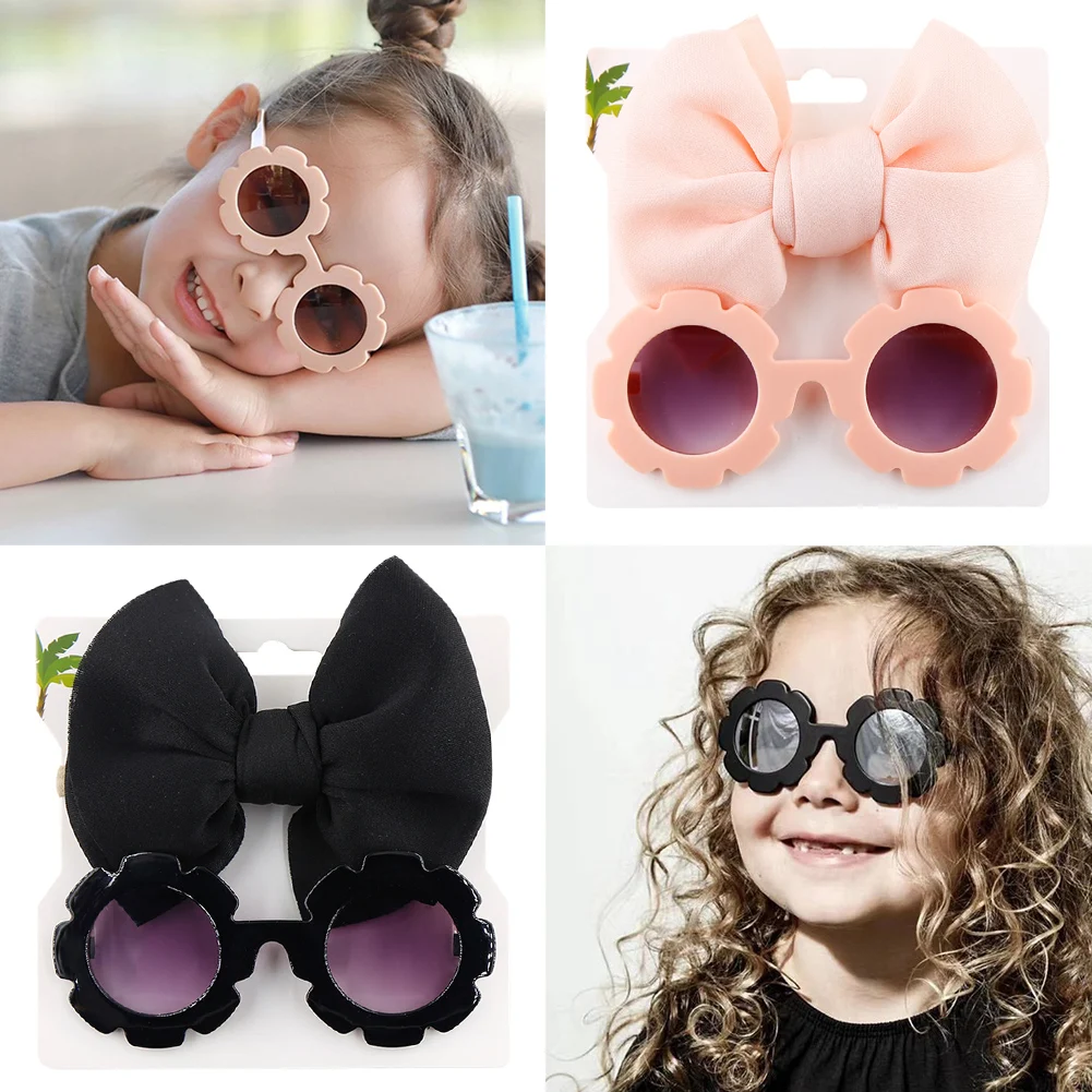 Diademas con gafas de sol UV400 para bebé – Lazo floral mate - imagen 5