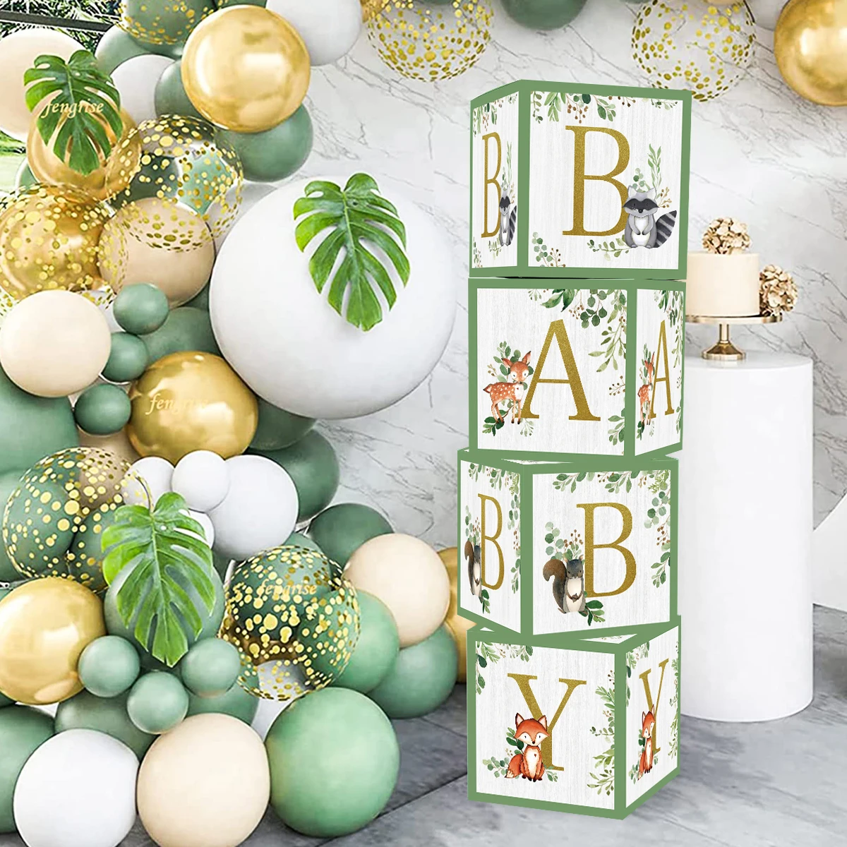 Cajas de globos animales de la selva con letras para fiesta - imagen 2