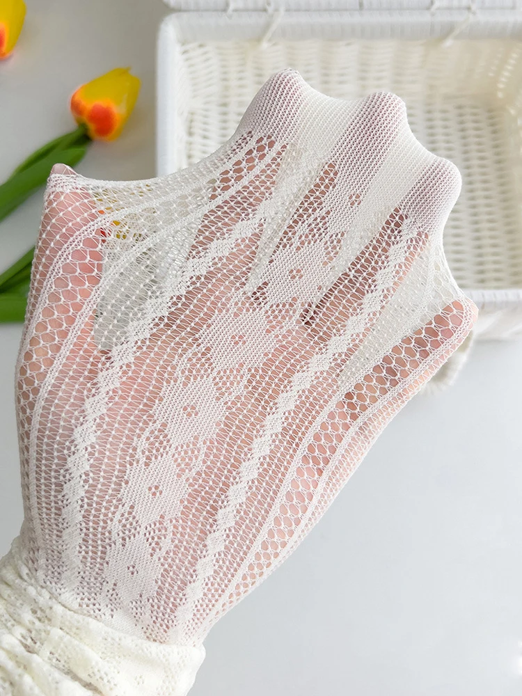 Pantimedias de encaje con lazo floral para niños – Estilo Lolita verano - imagen 5