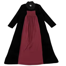 Vestido de terciopelo negro para niñas con manga larga y cuello alto