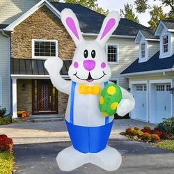Decoración inflable de Pascua conejito azul con luz LED
