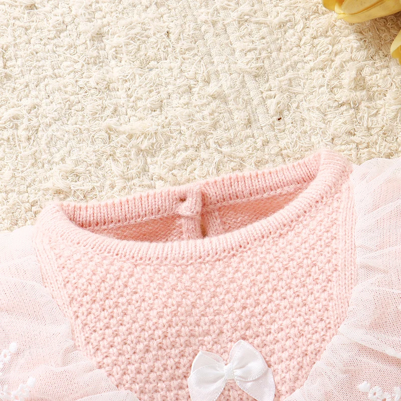 Monos bebé rosa manga larga, ropa informal suave en una pieza - imagen 5