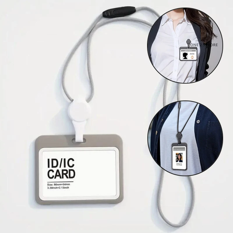 Porta tarjetas de identificación retráctil transparente con cordón - imagen 4