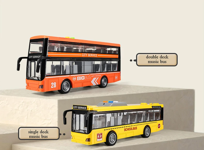 Autobús escolar azul de dos pisos