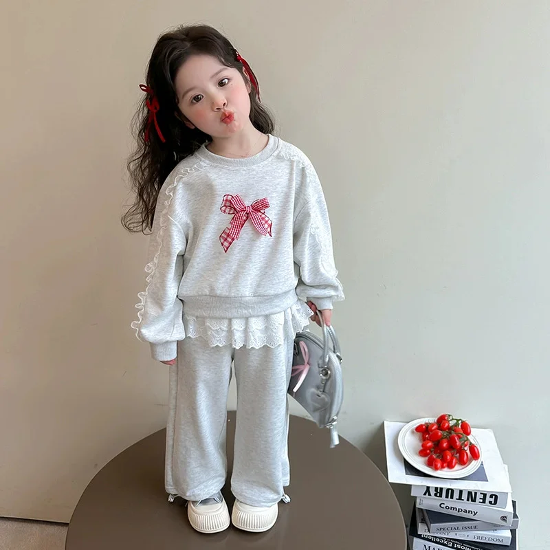 Conjunto infantil de primavera con lazo, estilo dulce y cómodo - imagen 4