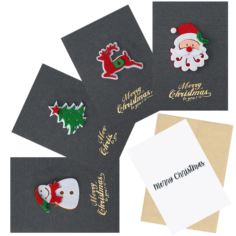 Tarjetas Navideñas ZYF – Fieltro 3D en papel nacarado gris - imagen 5