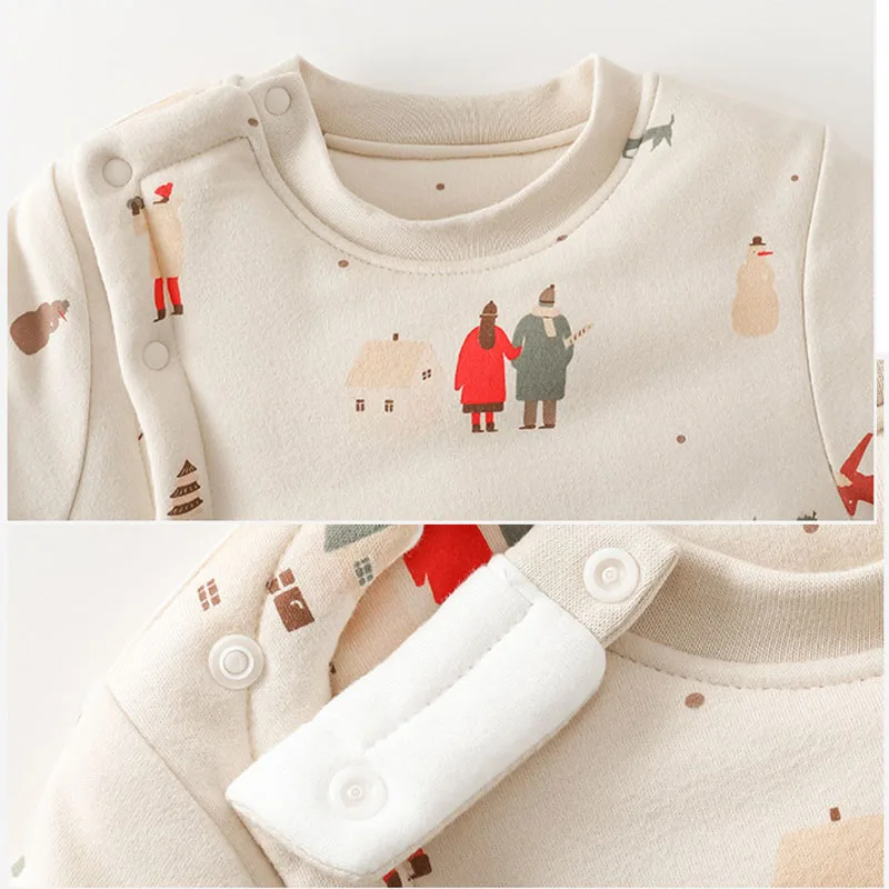 Mono bebé recién nacido de manga larga cálido de invierno con estampado - imagen 4