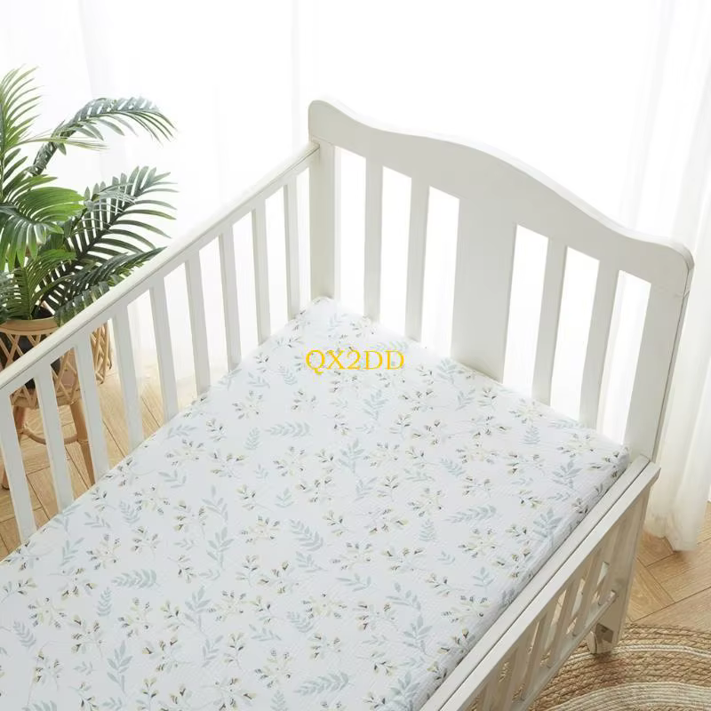QX2D Sábana ajustable de algodón para colchón de cuna
