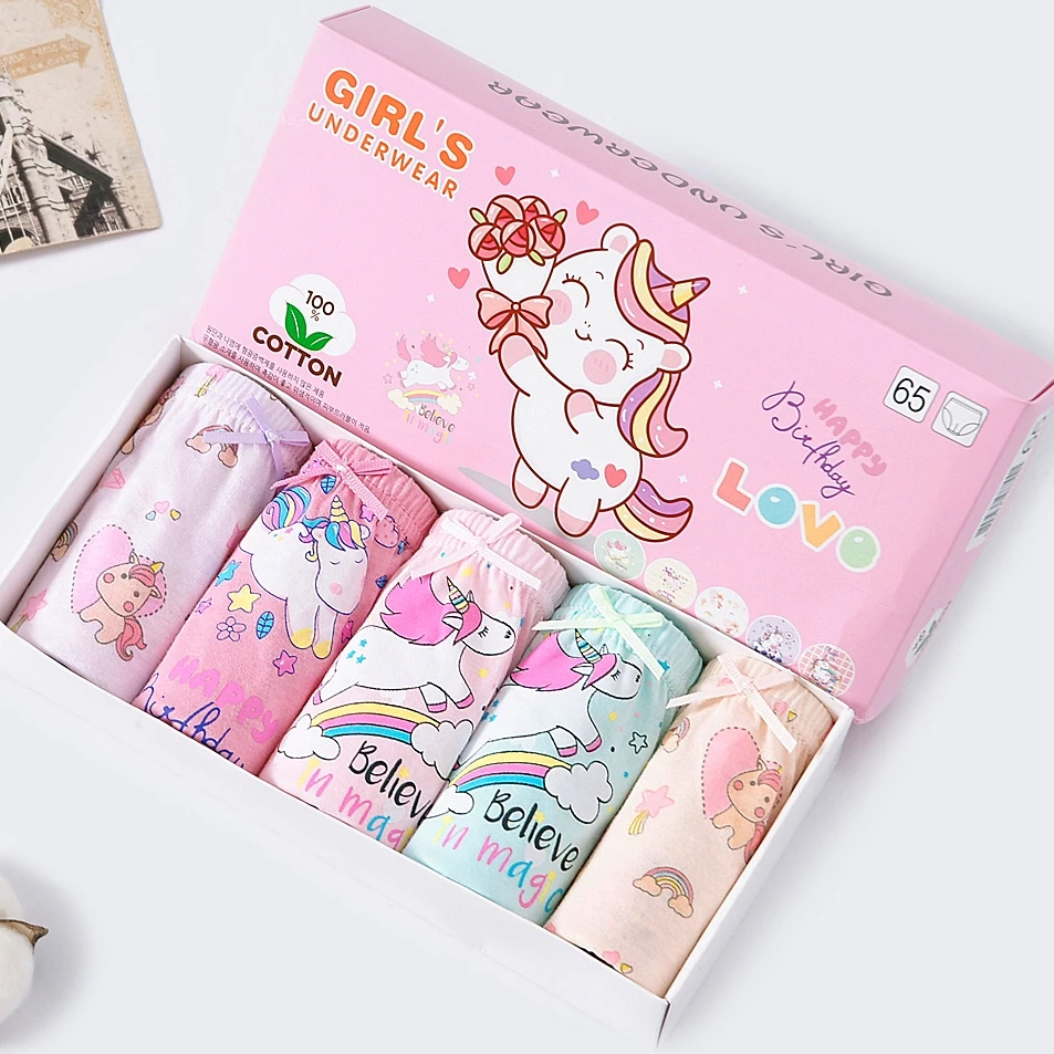 Bragas de algodón para niñas con unicornios y arcoíris