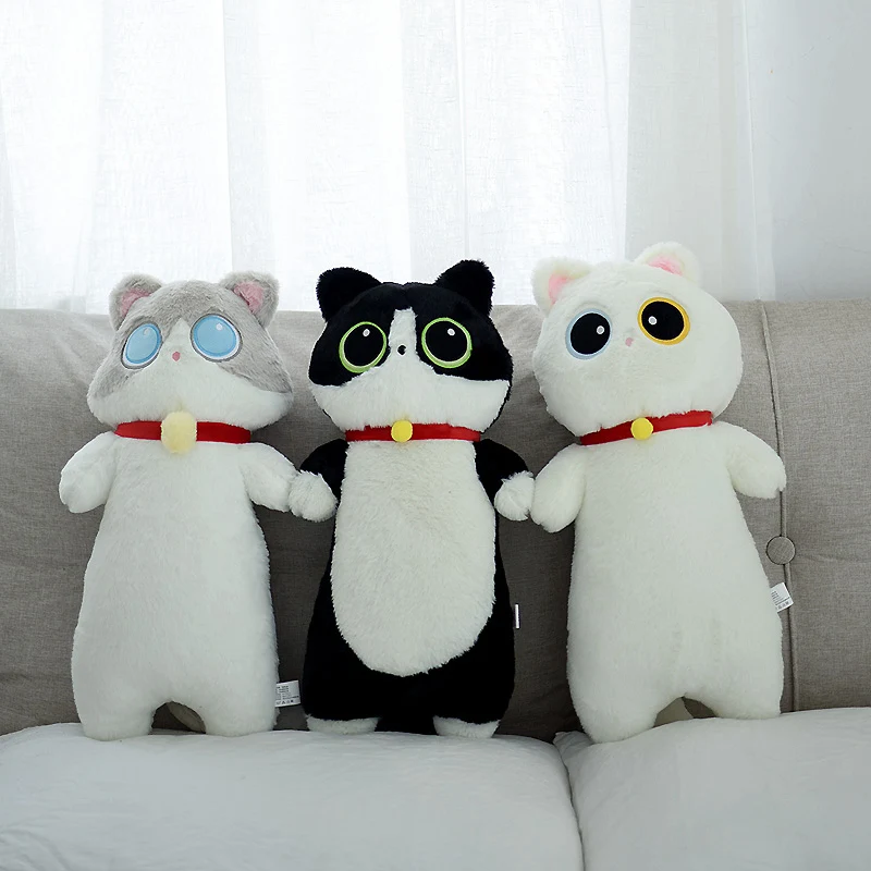 Peluche de gato kawaii tipo almohada cilíndrica