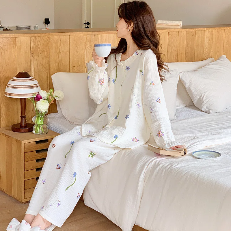 Pijama lactancia algodón fino para hogar, manga larga - imagen 2