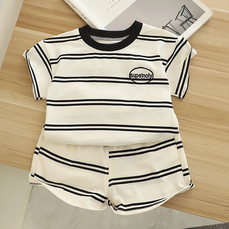 Conjunto de camiseta y pantalón corto de algodón de verano para niño - imagen 5