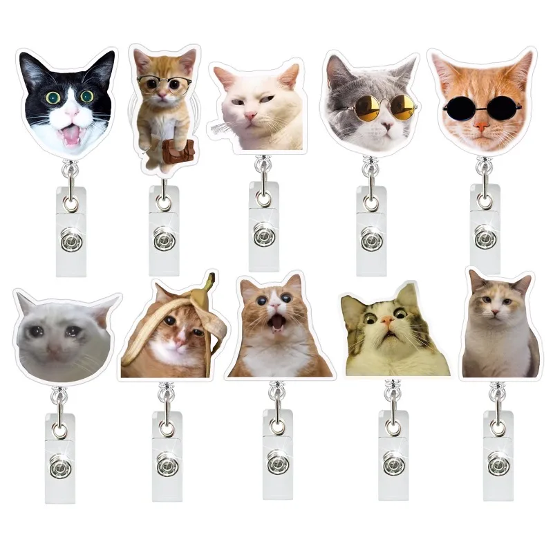 Porta carnet retráctil de enfermera con cordón y gatito - imagen 2