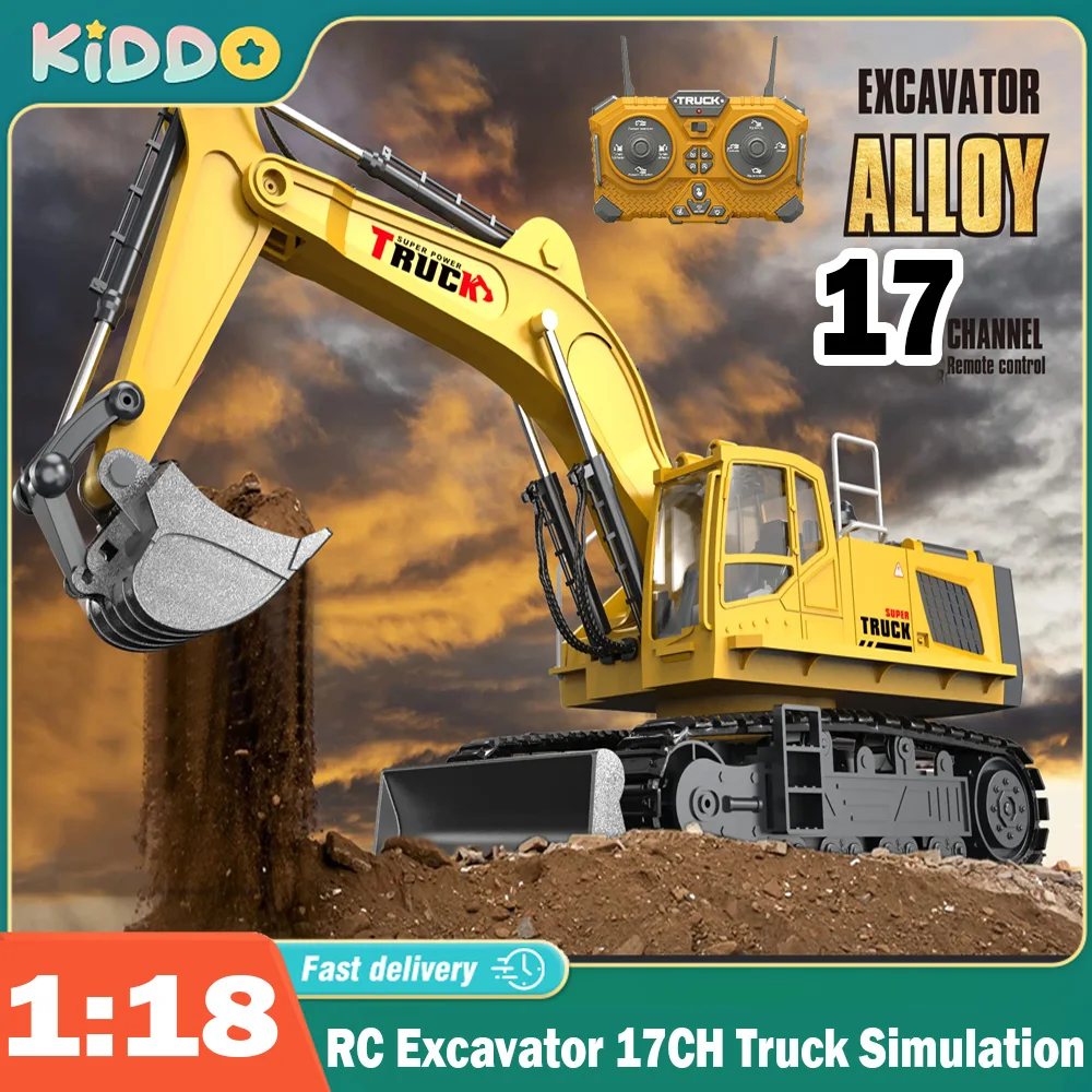 Camión excavador RC CONUSEA a escala 1/18