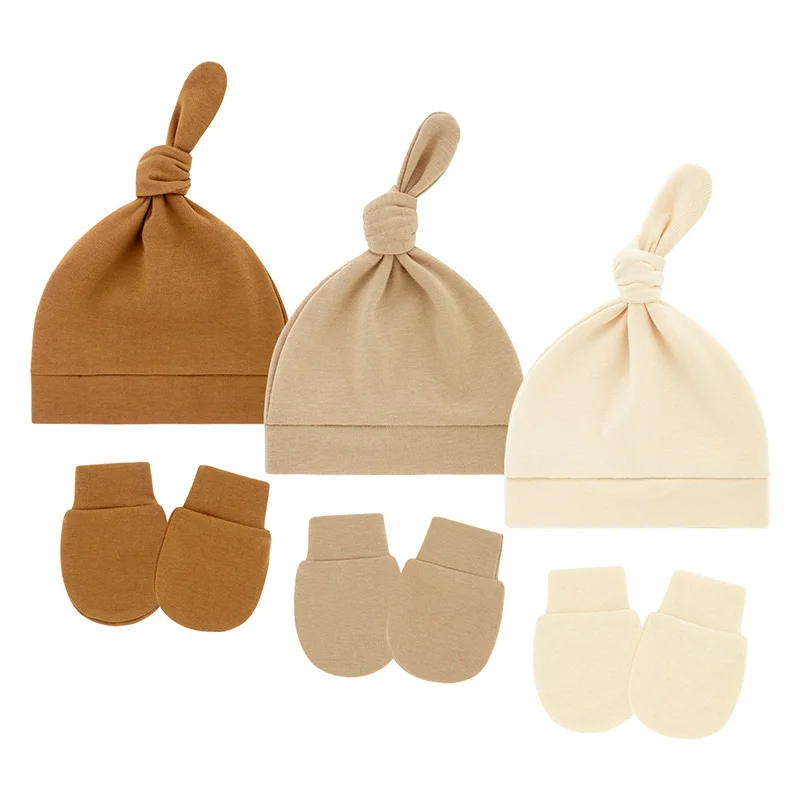 Conjunto gorro y guantes de bebé algodón suave para invierno - imagen 2