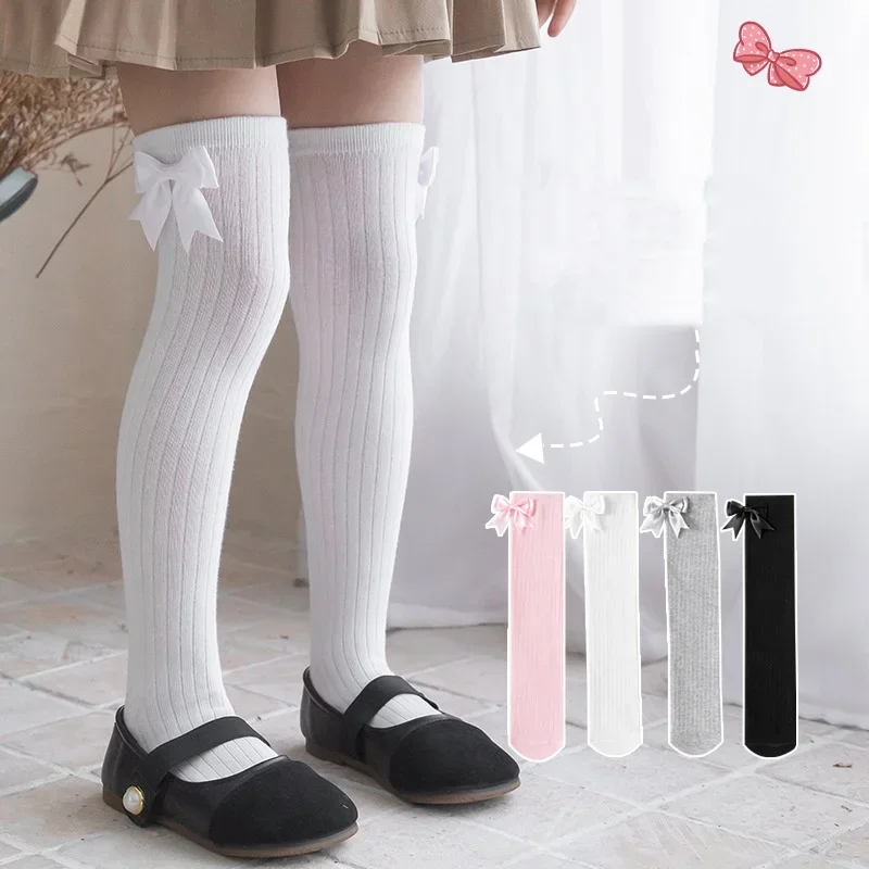Calcetines escolares infantiles de algodón con lazo para niños y niñas - imagen 3