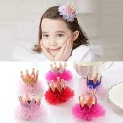 Pinzas de pelo princesa con corona brillante y pedrería para bebé niña