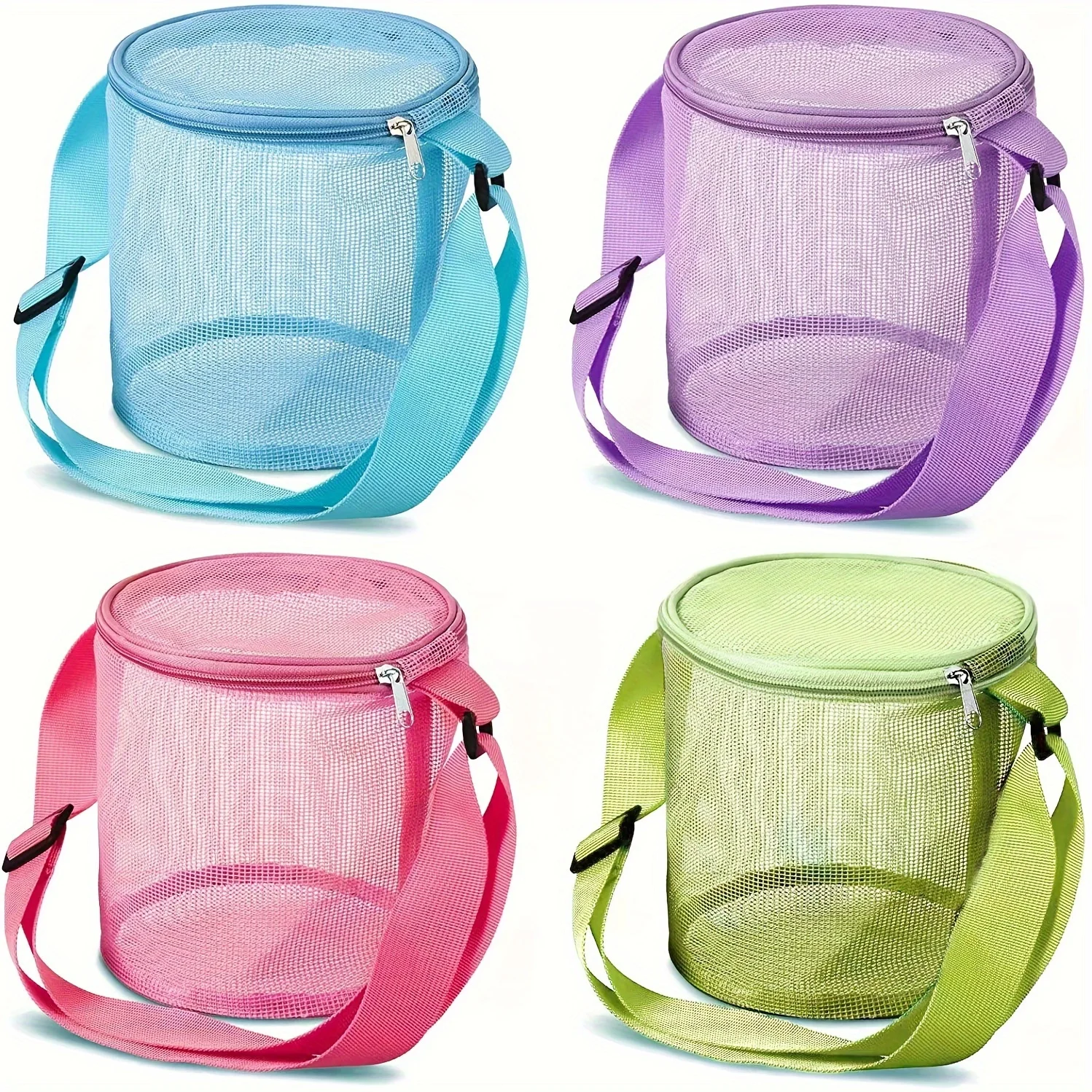 Bolsa de playa para niños en malla colorida con cremallera