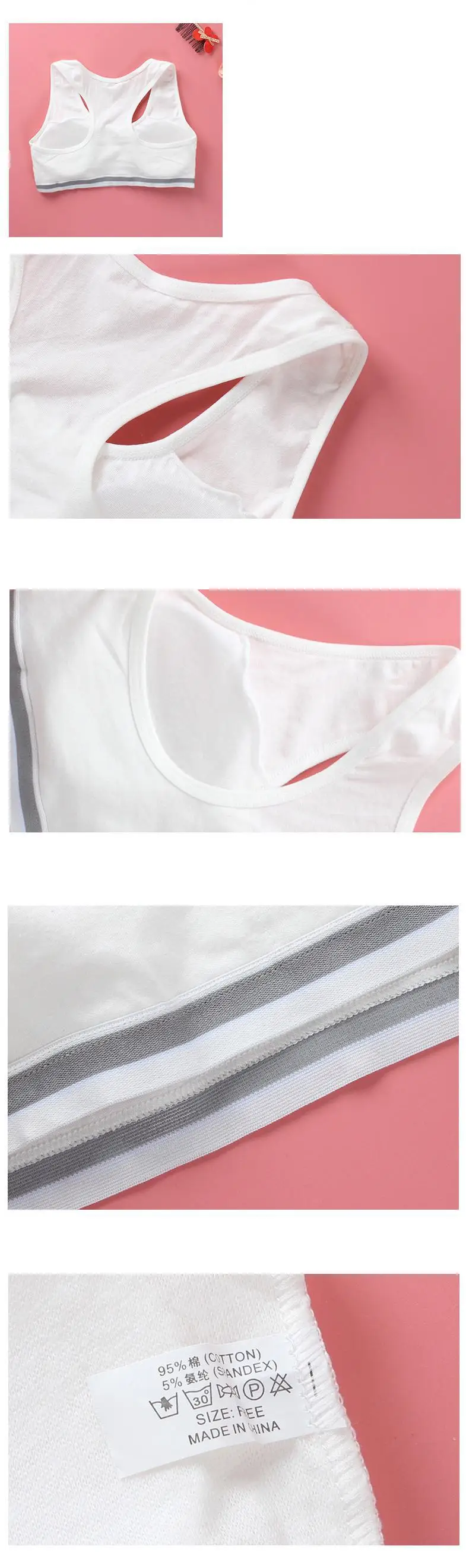 Conjunto de sujetadores en tonos rosa y blanco