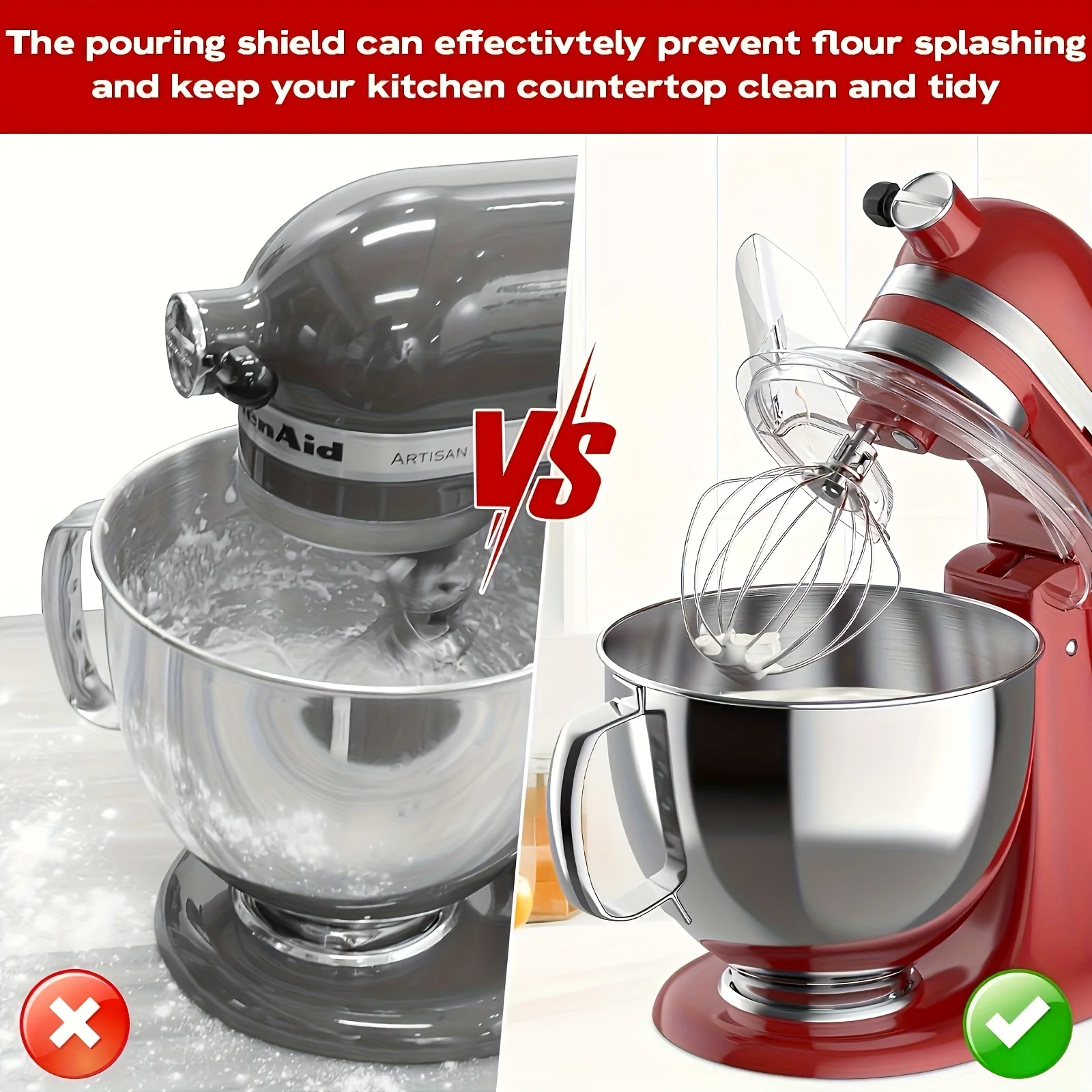 Protector antisalpicaduras transparente KitchenAid para batidora de pedestal - imagen 5
