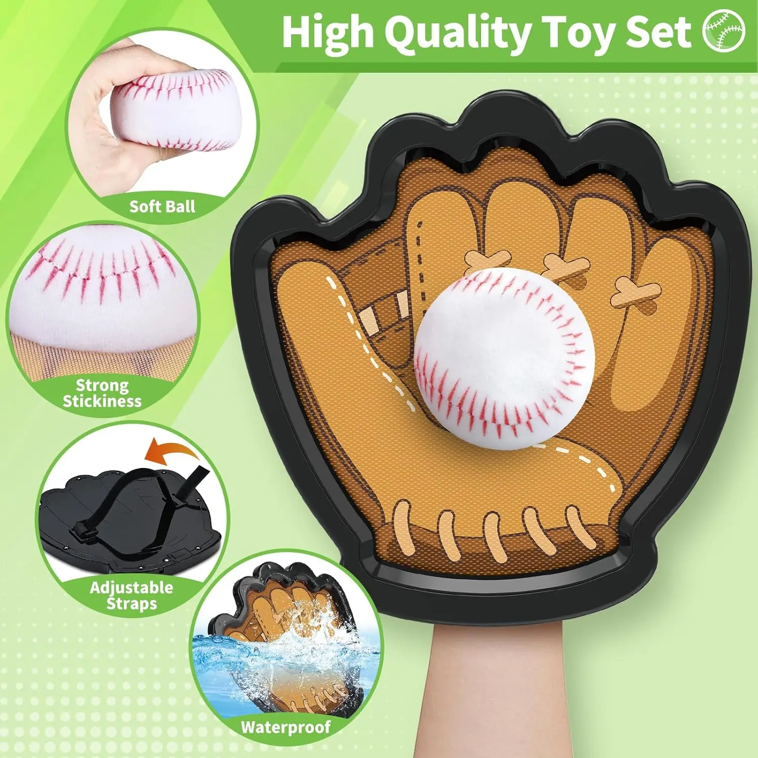 Juego de pelota portátil para lanzar y atrapar con guante béisbol - imagen 5