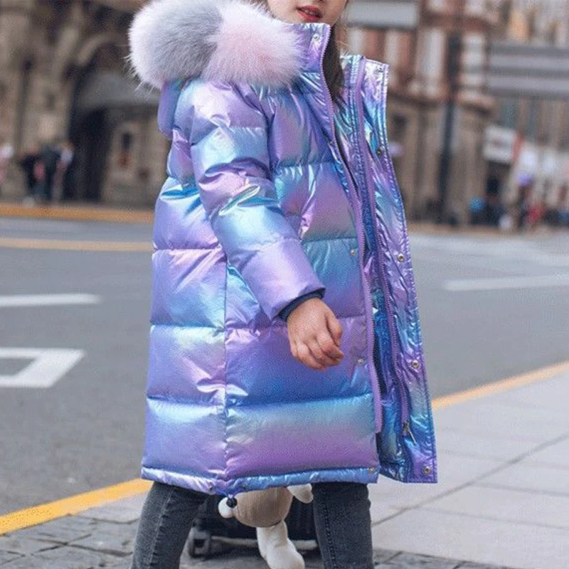 Parka de invierno para niñas impermeable con capucha y brillo - imagen 5