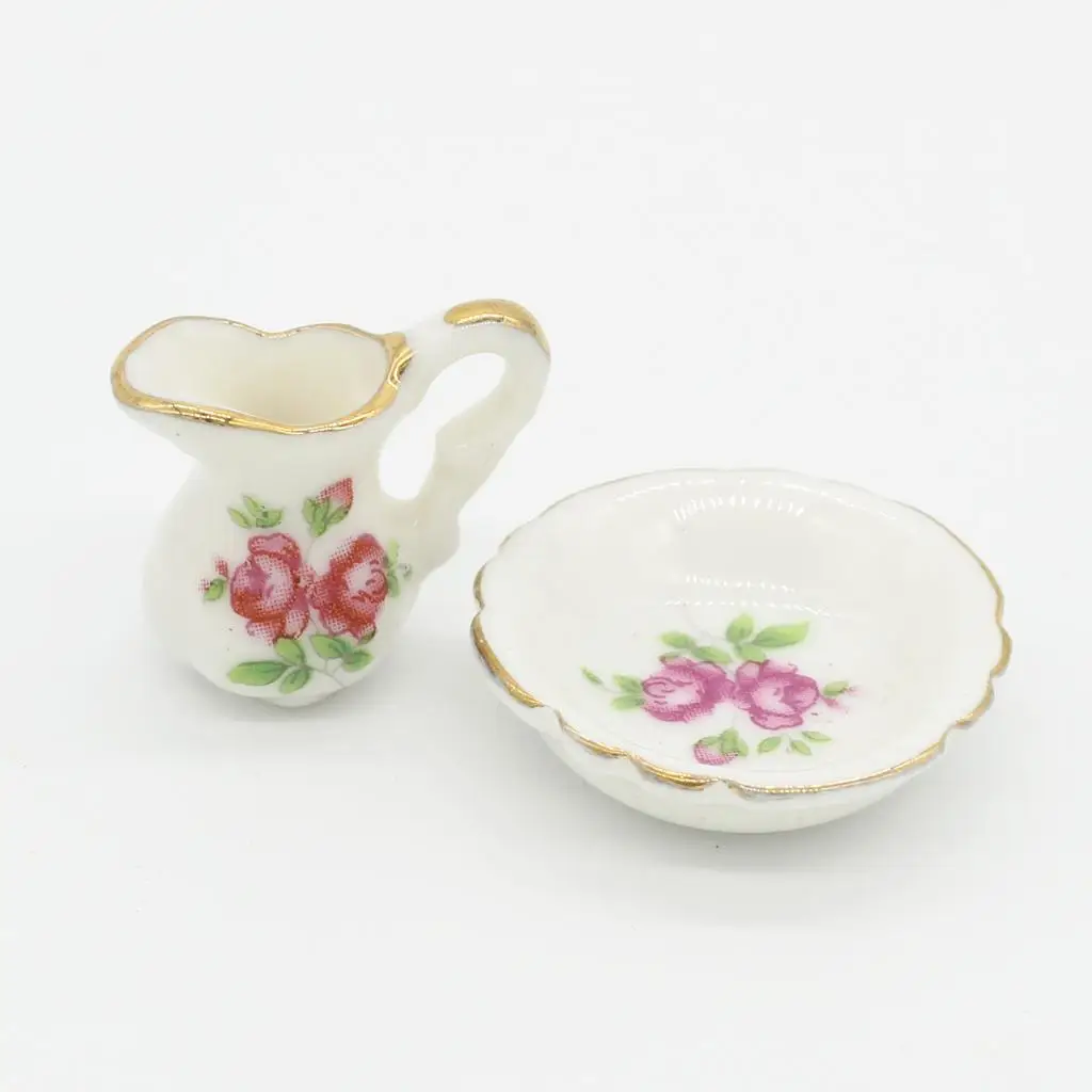 Mini lavabo de porcelana para casita de muñecas - imagen 3