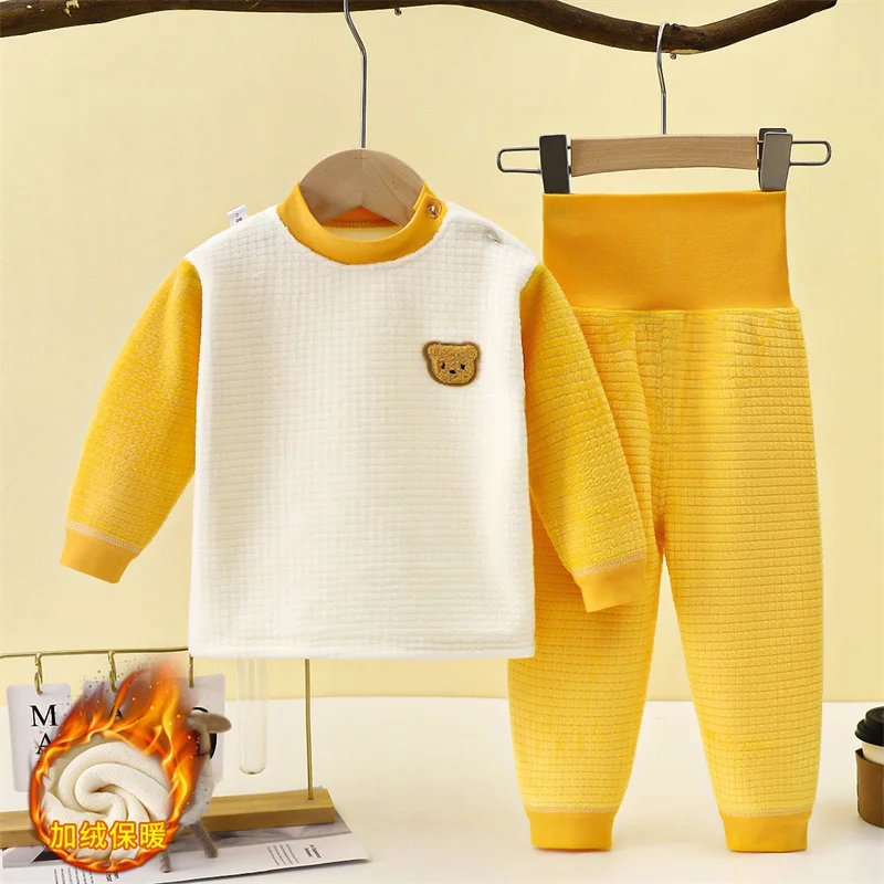 Pijama acolchado cálido para bebé con dibujos y cintura alta - imagen 2