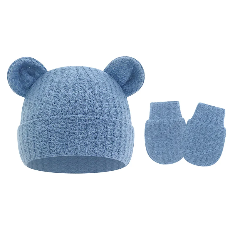 Gorro y guantes de punto para bebé recién nacido – Invierno