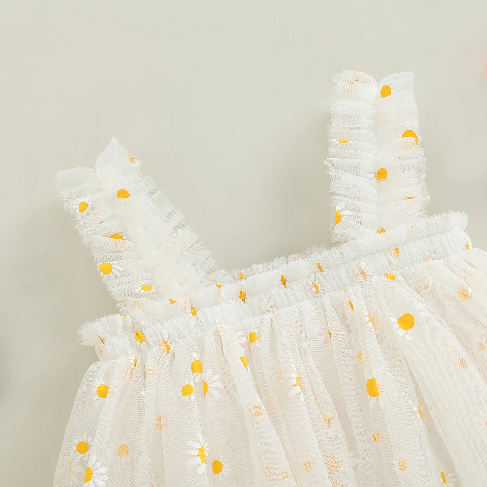 Tregren vestido de tul sin mangas con margaritas línea A princesa - imagen 4