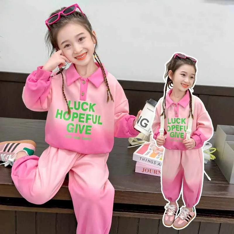 Conjunto deportivo niña con suéter y pantalón de primavera