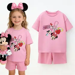 Conjunto de verano para niña con camiseta Minnie y pantalones cortos