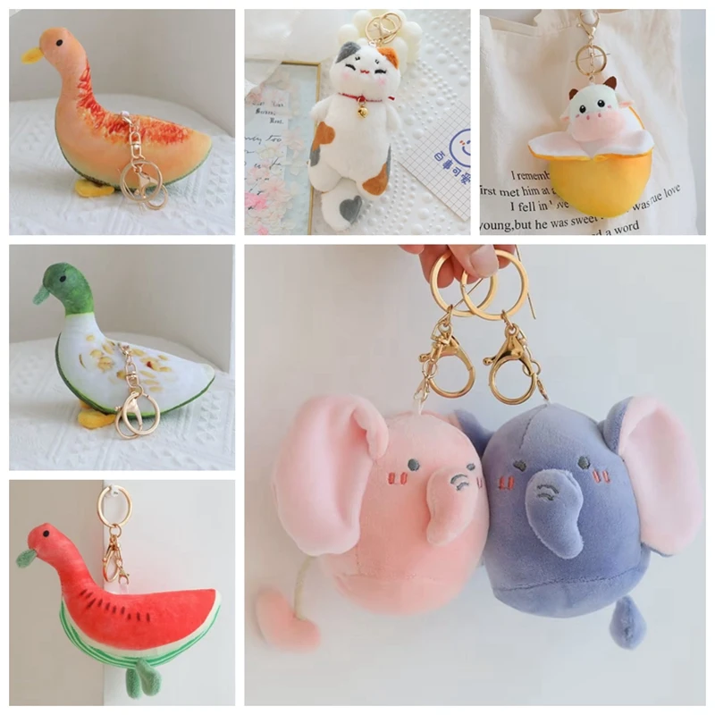 Llavero de peluche colgante animal Kawaii elefante y vaca - imagen 4