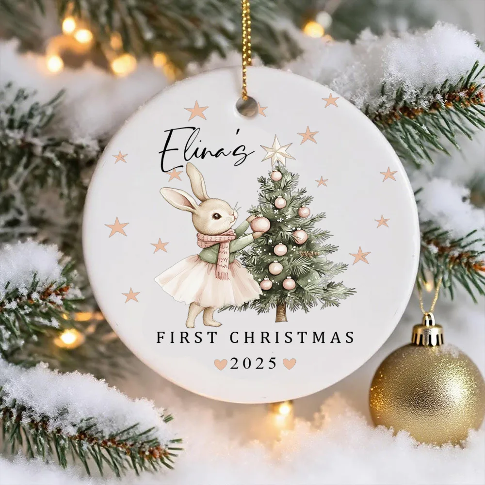 Adorno de Navidad personalizado en cerámica para bebé - imagen 3