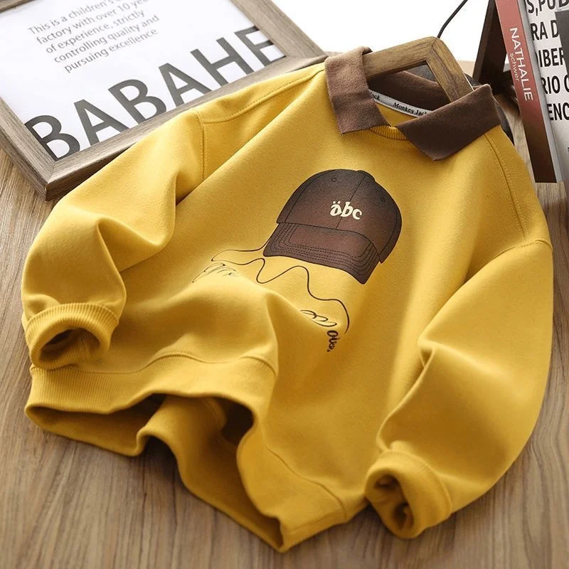 Sudadera infantil de otoño con solapa estilo polo para niños - imagen 5