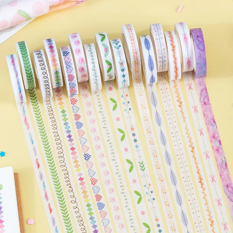 Cinta washi decorativa con flores kawaii para manualidades y álbumes