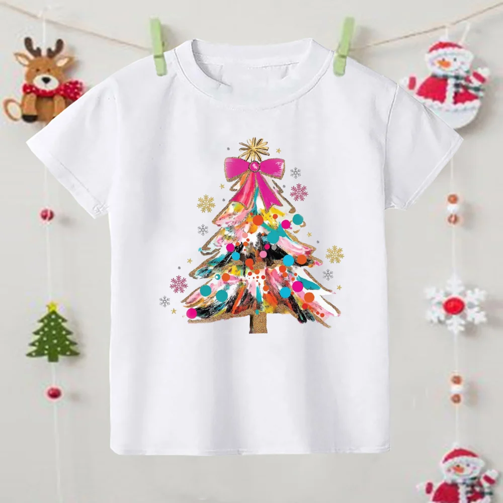 Camiseta navideña con lazo de árbol navideño para niños - imagen 2